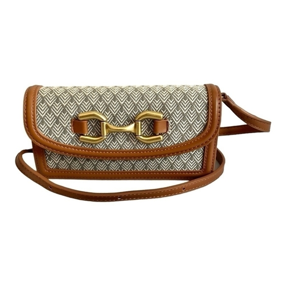 Women Small Bag ZARA Front Flap Crossbody Bag Brown Tan PU Leather Shoulder Bag - Picture 2 of 8